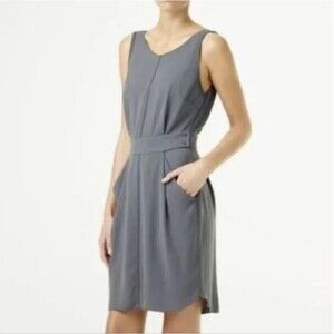 Aritzia Wilfred Black Sleeveless Leila Deep V Back Mini Dress Pockets Size 0
